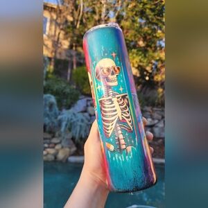 Custom Skeleton Halloween Skinny Tumbler